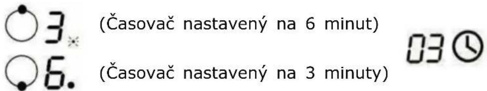 3. (Časovač nastavený na 6 minut) 6. (Časovač nastavený na 3 minuty)