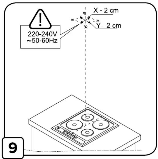 220-240V ~50-60Hz X - 2 cm Y - 2 cm 9