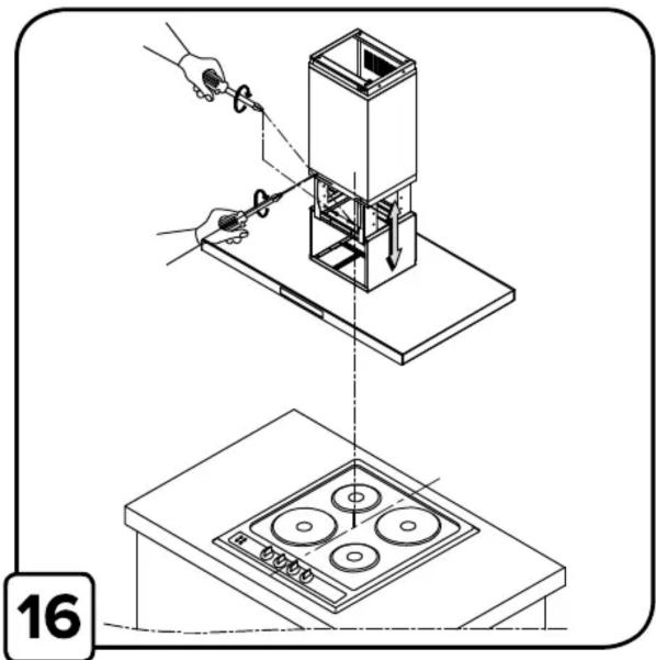 Technical diagram showing a mechanical assembly with labeled components and a numbered reference marker '16'