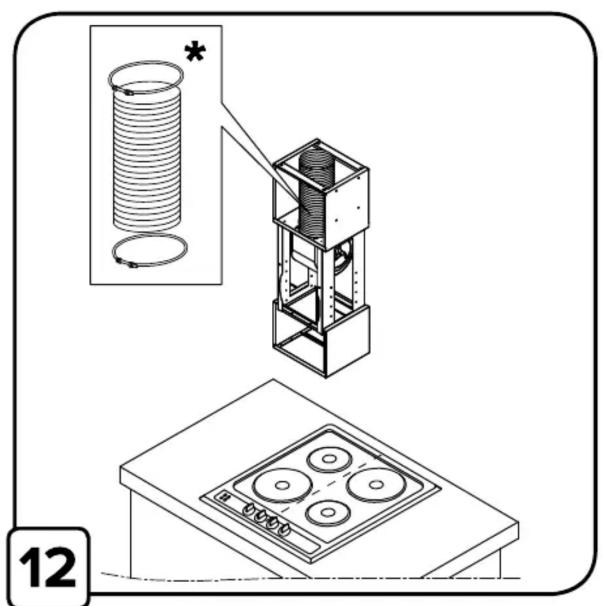 Technical diagram showing a mechanical assembly with a coiled spring and a control panel, labeled with component number 12.
