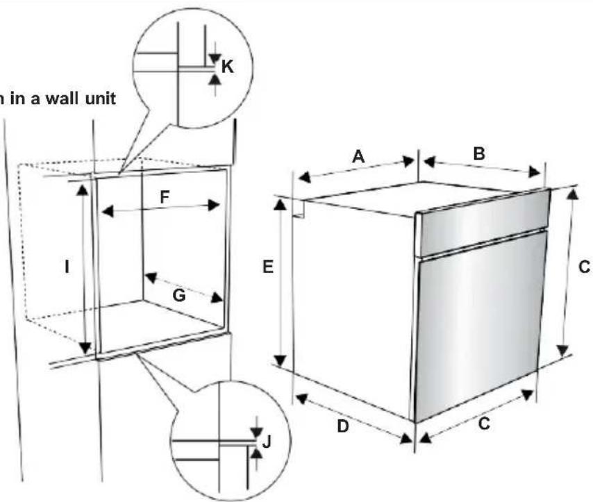 in a wall unit K F I G A B E C J D C