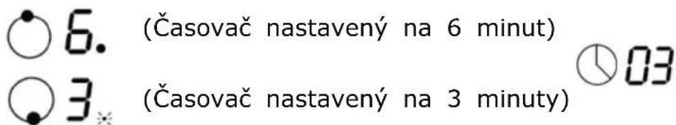 6. (Časovač nastavený na 6 minut) 3. (Časovač nastavený na 3 minuty)