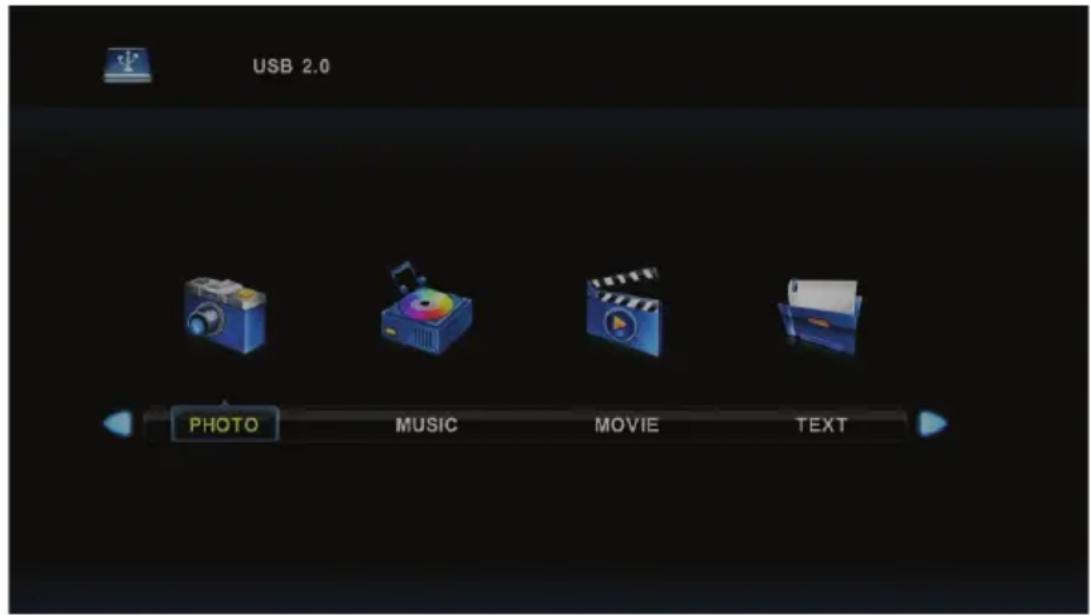 USB 2.0 PHOTO MUSIC MOVIE TEXT