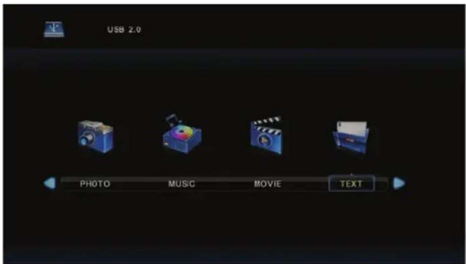 USB 2.0 PHOTO MUSIC MOVIE TEXT