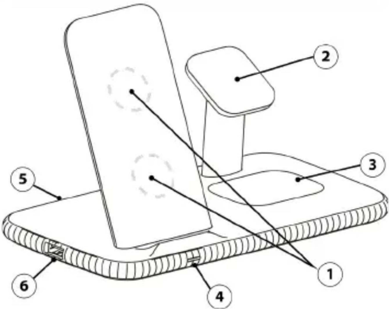Technical diagram of a mobile phone with numbered components for identification