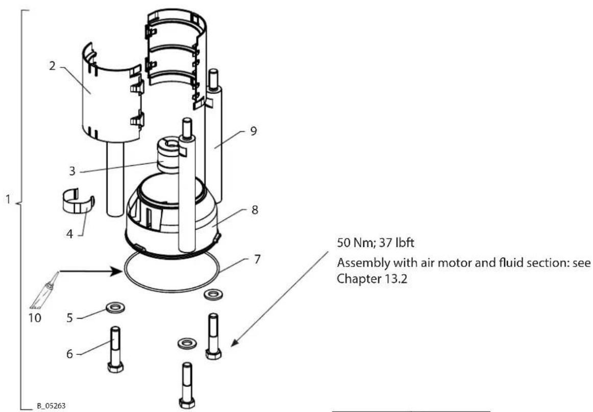 50 Nm; 37 lbft Assembly with air motor and fluid section: see Chapter 13.2 B_05263