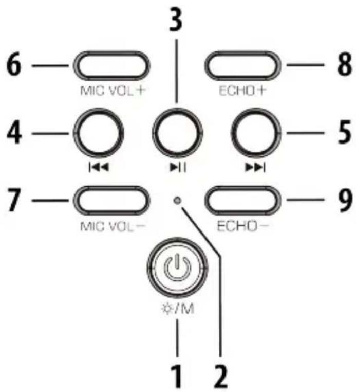6 —— MIC VOL+ 4 —— 7 —— MIC VOL- 3 ECHO+ 5 ECHO- 9 1 2 */M