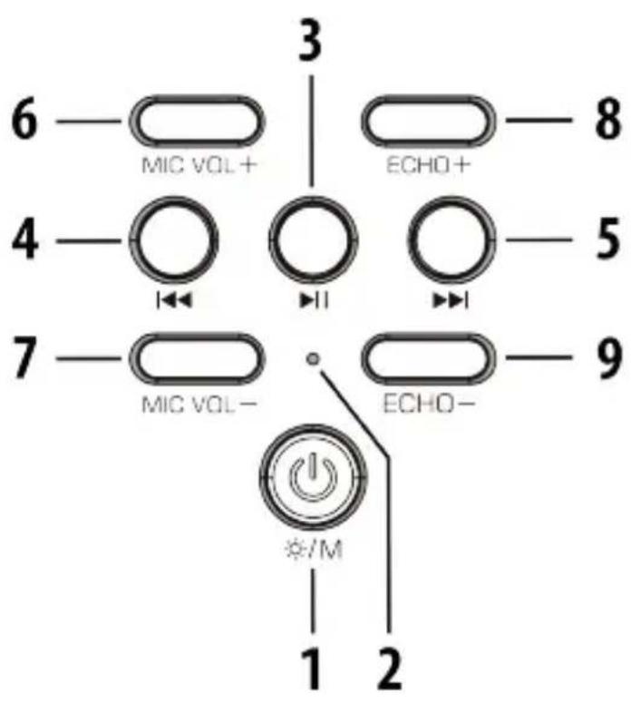 6 — MIC VOL+ 4 — 7 — MIC VOL- 3 ECHO+ 5 ECHO- 9 1 2 3 8