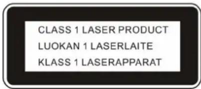 CLASS 1 LASER PRODUCT LUOKAN 1 LASERLAITE KLASS 1 LASERAPPARAT