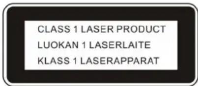 CLASS 1 LASER PRODUCT LUOKAN 1 LASERLAITE KLASS 1 LASERAPPARAT