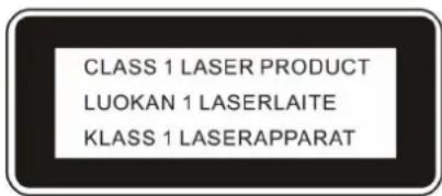 CLASS 1 LASER PRODUCT LUOKAN 1 LASERLAITE KLASS 1 LASERAPPARAT