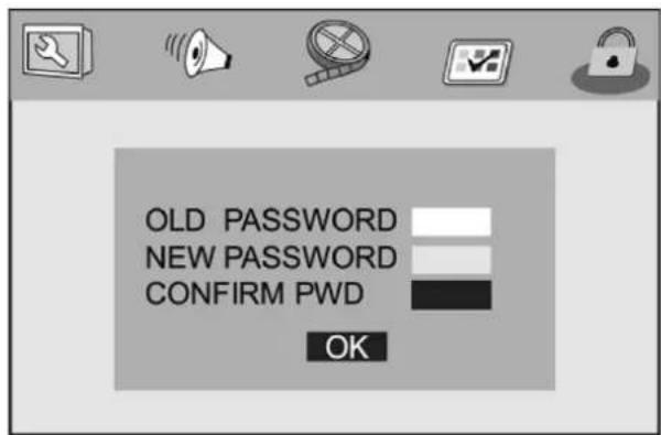 OLD PASSWORD NEW PASSWORD CONFIRM PWD OK