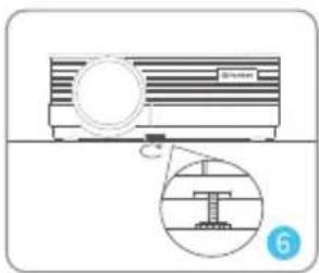 Diagram showing a device with a magnified view of a mechanical assembly, labeled with '6' in blue circle.