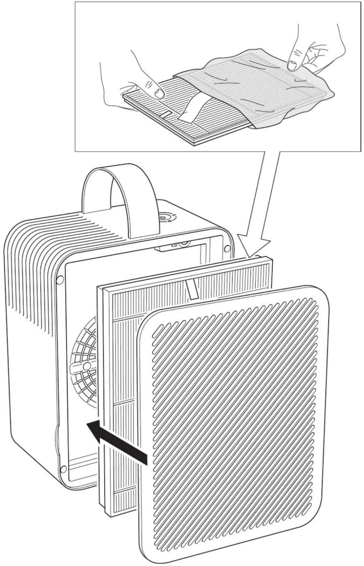Technical diagram illustrating the installation of a heat exchanger with labeled components and airflow direction