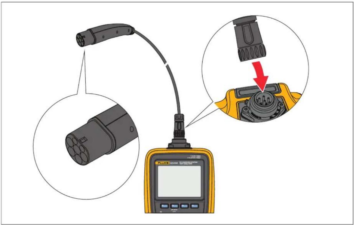 Diagram showing a device connected to a cable with a connector, highlighting the cable's internal structure and a red arrow indicating disassembly.