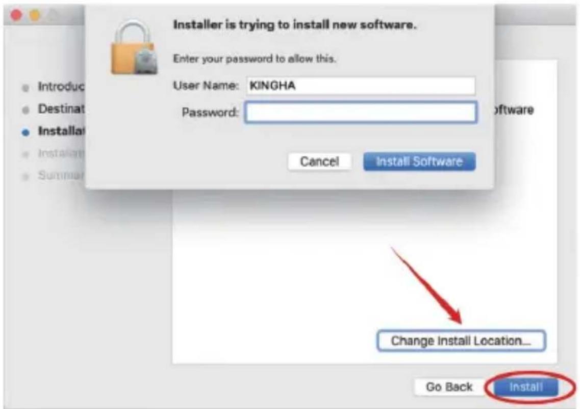 Installer is trying to install new software. Enter your password to allow this. User Name: KINGHA Password: Cancel Install Software Change Install Location... Go Back Install