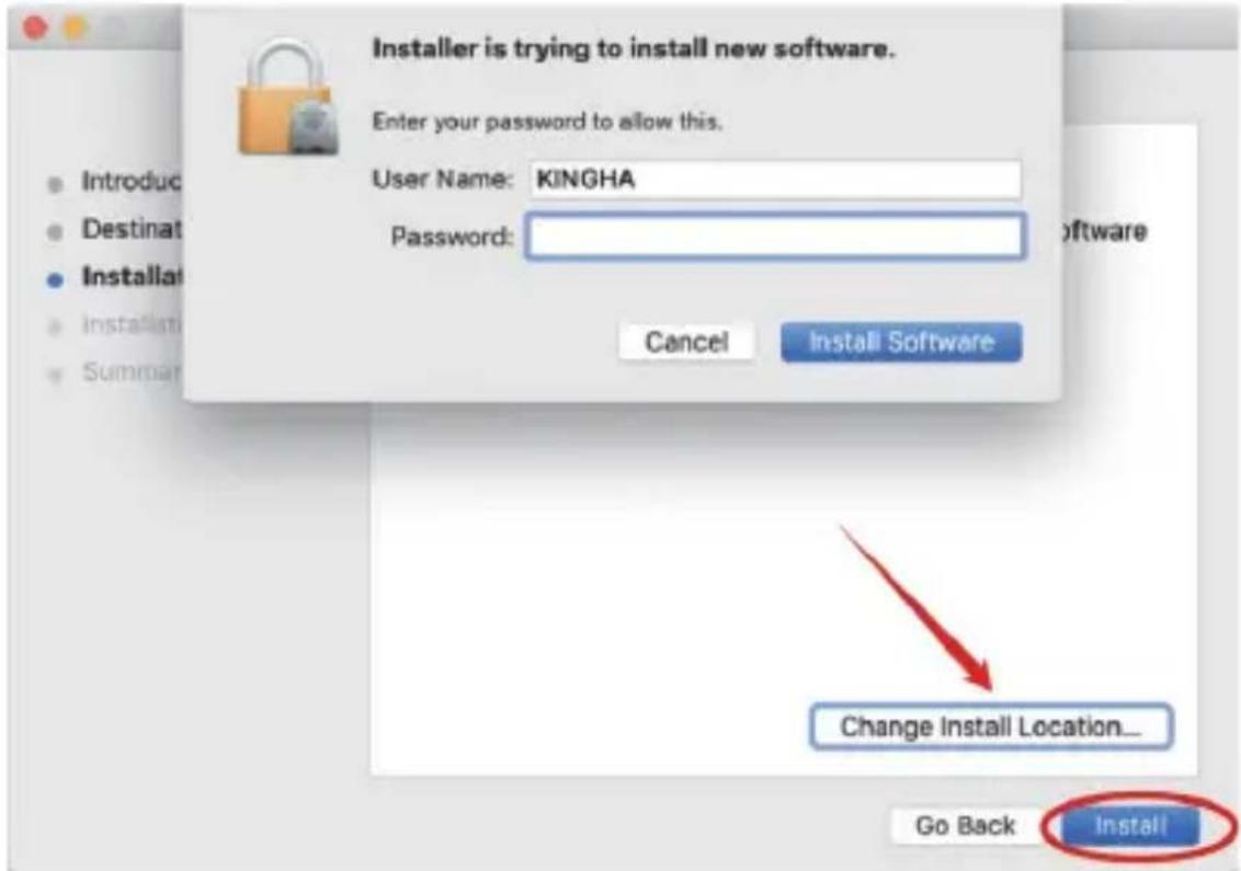 Installer is trying to install new software. Enter your password to allow this. User Name: KINGHA Password: Cancel Install Software Change Install Location... Go Back Install