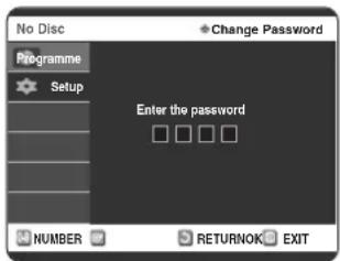 SAMSUNG DVD-R123 - Stlačte OK alebo tlačidlo ▶. Objaví sa hlásenie 'Enter password' - zadajte heslo. - 1