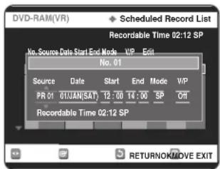 SAMSUNG DVD-R123 - Stlačením tlačidla RETURN zavrite obrazovku záznamu s timerom. - 1