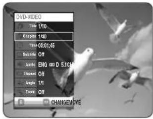 DVD-VIDEO Title 1/10 Chapter 1/30 Time 00:01:45 Baseline Off Audio ENG and D 5.1GHz Horizon Off Angle Off Angle 1/1 Zoom Off CHANGE