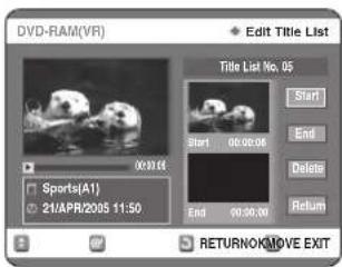SAMSUNG DVD-R123 - Nyomja meg az OK gombot a törlendő szakasz kezdópontjánál. - 1