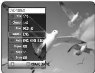 DVD-VIDEO Time 1/10 Chaser 1/40 Time 00:01:45 Seconds ENG Audio ENG EXPD 5.1GHz Repeat Off Angle 1/1 Zoom Off CHANGE