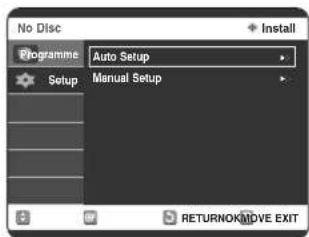 No Disc Programme Auto Setup Setup Manual Setup RETURNOKMOVE EXIT