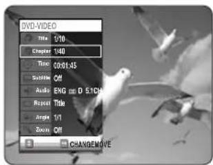 DVD-VIDEO Title 1/10 Chapter 140 Time 0:00:145 Suitable Off Audio ENG and D 8.1CM Repeat Title Angle 1/1 Zoom Off CHANGEMOVE