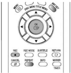 MENU DISC MENU TITLE MENU OK REC REC MODE SUBTITLE RETURN CANCEL REPEAT INFO MARKER TIMER