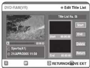 SAMSUNG DVD-R123 - Stiskem tlačítek ▲▼ zvolte Edit, pak stiskněte tlačítko OK nebo ▶. - 1