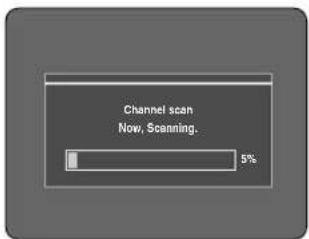 Channel scan Now, Scanning. 5%