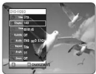 DVD-VIDEO Title 1/10 Chapter 1/10 Title 00:01:45 Audio: OFF Audio ENG D.51CH Recent Title Angle 1/1 Zoom Off CHANGEMOVE