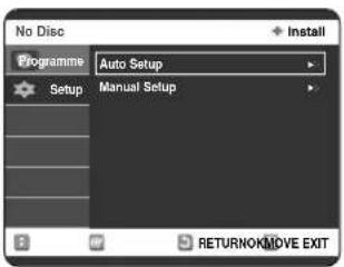 No Disc Programme Auto Setup Setup Manual Setup RETURNOK MOVE EXIT