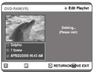 DVD-RAM(VR) Edit Playlist Deleting... (Please wait) Dolphin 7 Scene APR/23/2005 06:43 AM RETURNOK! AVE EXIT
