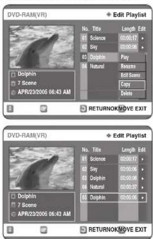 SAMSUNG DVD-R123 - A lejátszási lista egy felvételének a másolása - 4