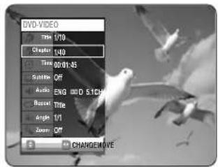 DVD-VIDEO Title 1/10 Chapter 1/10 Time 00:01:45 Satellite OFF Audio ENG ADD S1CH Bucket Title Angle 1/1 Zoom OFF CHANGEMOVE