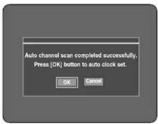 Auto channel scan completed successfully. Press [OK] button to auto clock set. OK Cancel