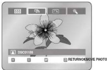 SAMSUNG DVD-R123 - 5-2 A ◀▶ gombokkal válasza ki az Album képernyőról a képfájlt, majd nyomja meg az OK gombot. - 1