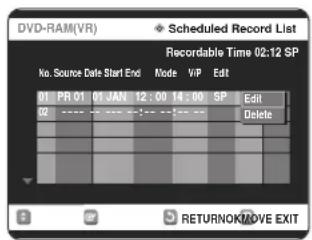 SAMSUNG DVD-R123 - Stiskem tlačítek ▲▼zvolte číslo záznamu s timerem, který chcete editovat, pak stiskněte OK nebo tlačítko ▶. - 1