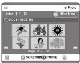 CD Index 6 / 73 Slide Show ROOT / DSC01189 Page 2 / 13 OK RETURN EXITMOVE