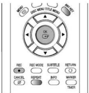 MENU DISC MENU TITLE MENU ANYEX OK REC REC MODE SUBTITLE RETURN CANCEL REPEAT INFO MARKER TIMER