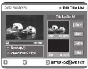 SAMSUNG DVD-R123 - Stiskem tlačítek ▲▼ zvolte Edit, pak stiskněte tlačítko OK nebo ▶. - 2