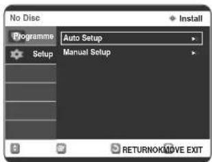No Disc Programme Auto Setup Setup Manual Setup RETURNOKMOVE EXIT