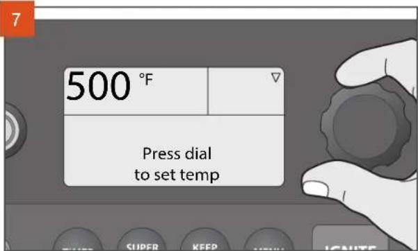 500 °F Press dial to set temp