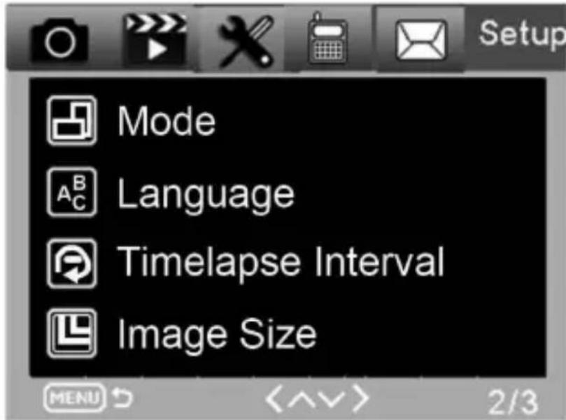 Mode Language Timelapse Interval Image Size