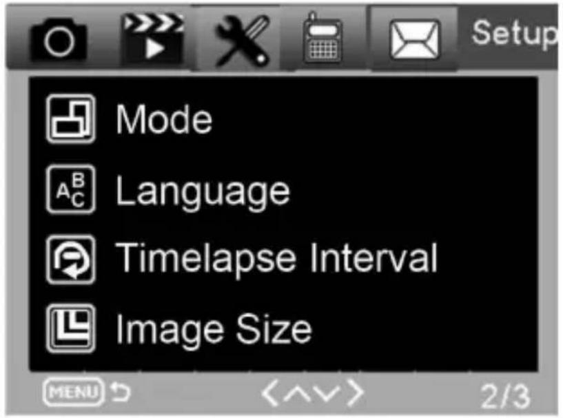 Mode Language Timelapse Interval Image Size