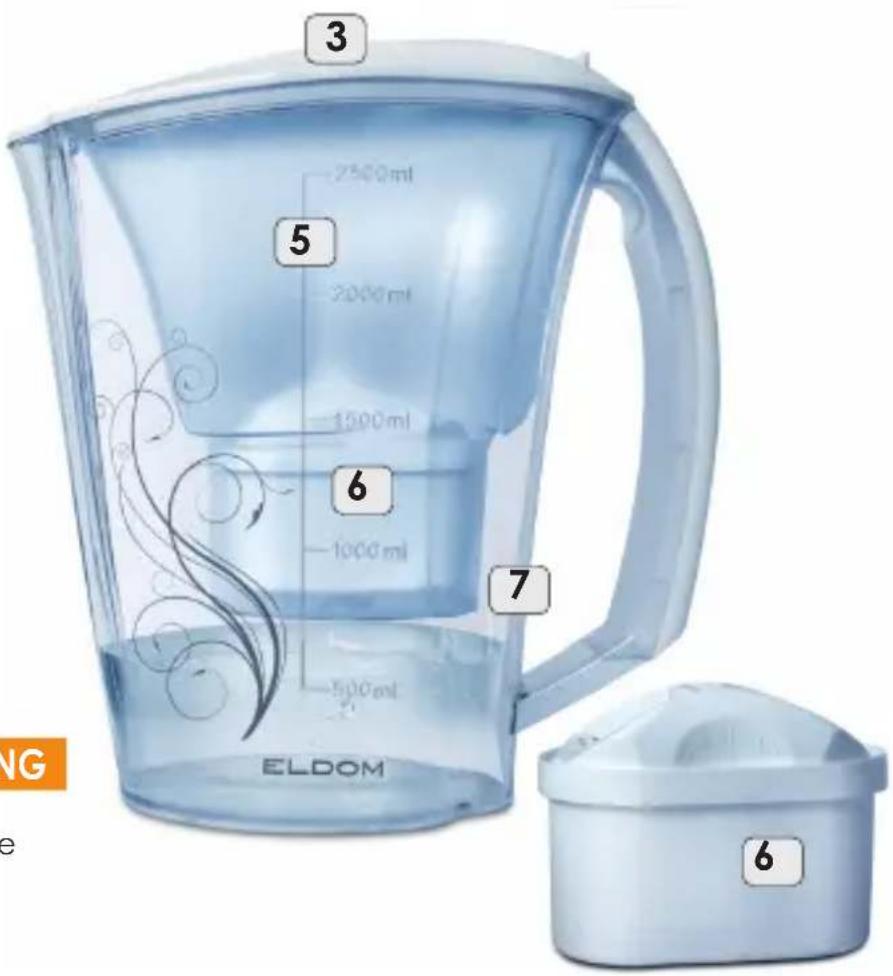 3 2500 ml 5 2000 ml 1500 ml 6 1000 ml 7 ELDOM 6 NG e