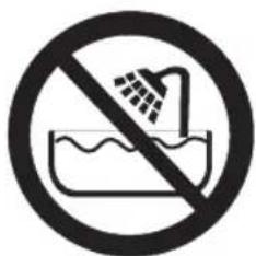 Prohibition sign showing a shower in a basin with no text or symbols