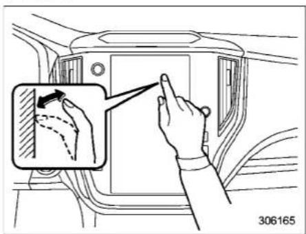 Diagram showing a hand interacting with a device panel, with an inset highlighting a hand gesture and a page number 306165.