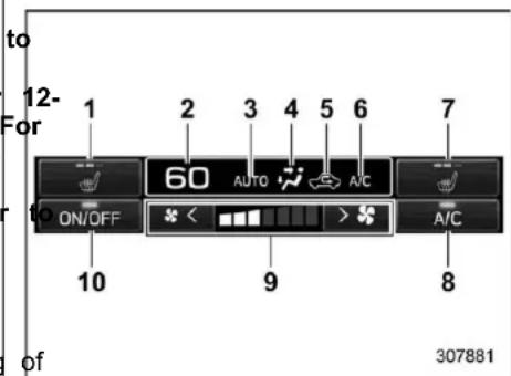 to 12- For 1 2 3 4 5 6 7 60 AUTO A/C ON/OFF < > A/C 10 9 8 of 307881